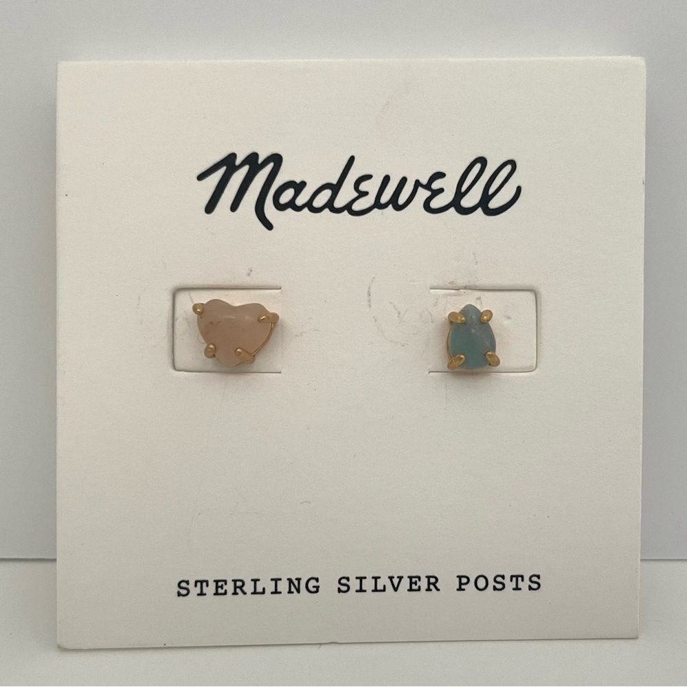 Madewell Mismatched Heart Rock Stud Earrings